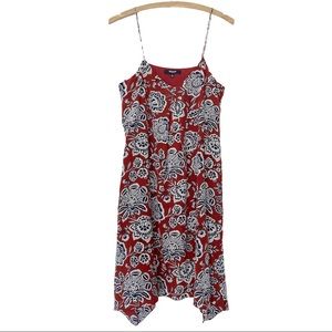 Madewell Silk Floral Trapeze Pleated V-Neck Spaghetti Strap Dress Size Small